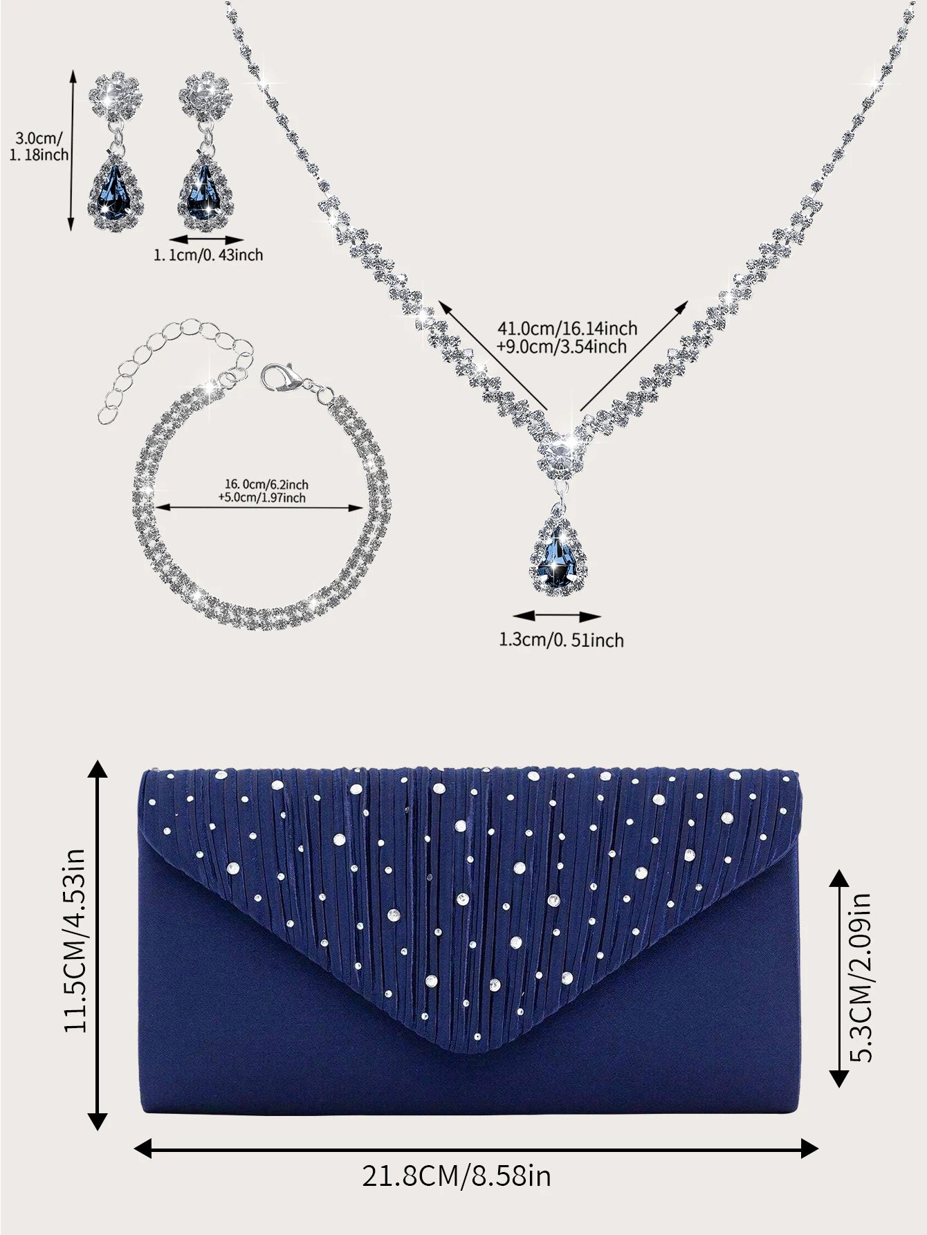 Sparkling and Luxurious Rhinestone Party Women's Clutch Bag with Gorgeous Rhinestone Pendant Necklace, Earrings, Bracelet Set, Especially Suitable for Party Girls, Brides, College Students' Evening Bag, Shoulder Crossbody Bag