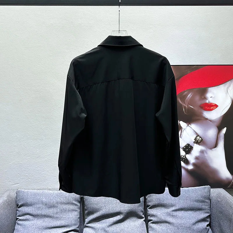 Spring and Autumn New Long Sleeve Shirt Men's Fashion Casual Versatile Patchwork Handsome Trendy Niche Men's Wear Top