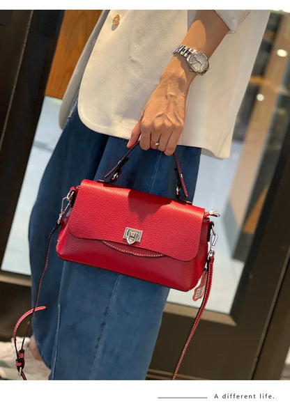 Genuine Leather Women's Bags Fashion Ladies Casual Handbags Soft Cow Leather Versatile One Shoulder Messenger Bag High Quality