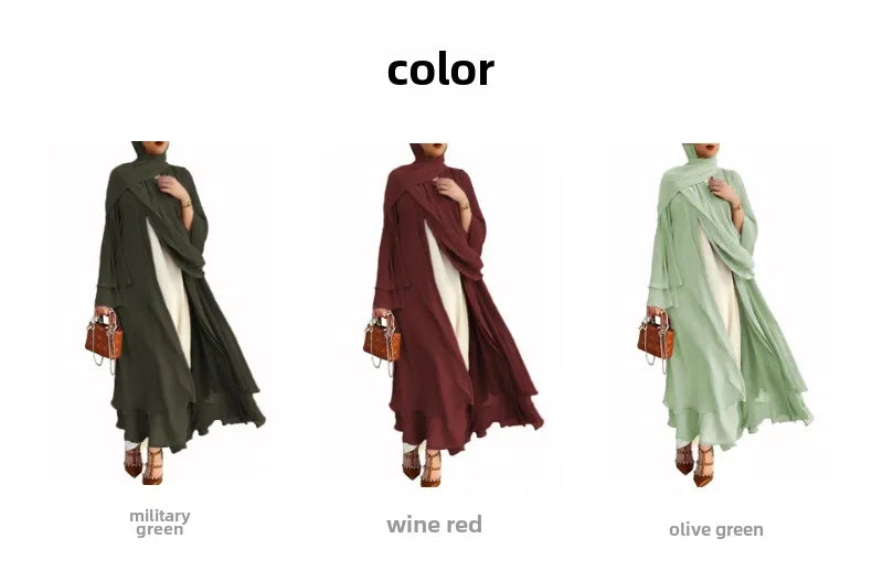 Ivory New Arrival Cross-border Best Seller Chiffon Cardigan Elegant Long Dress Solid Color Dress 21419