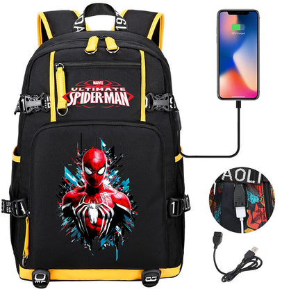 Superhero Spiderman School Backpack Travel Bags Large Waterproof Multifunction USB Charging Backpacks Travel Sport Duffel Bag