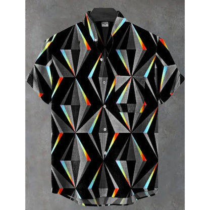 Men's Linen Batik Shirt Retro Short Sleeved Top Fashionable Summer Casual Ethnic Clothing Shirt Plus Size Streetwear