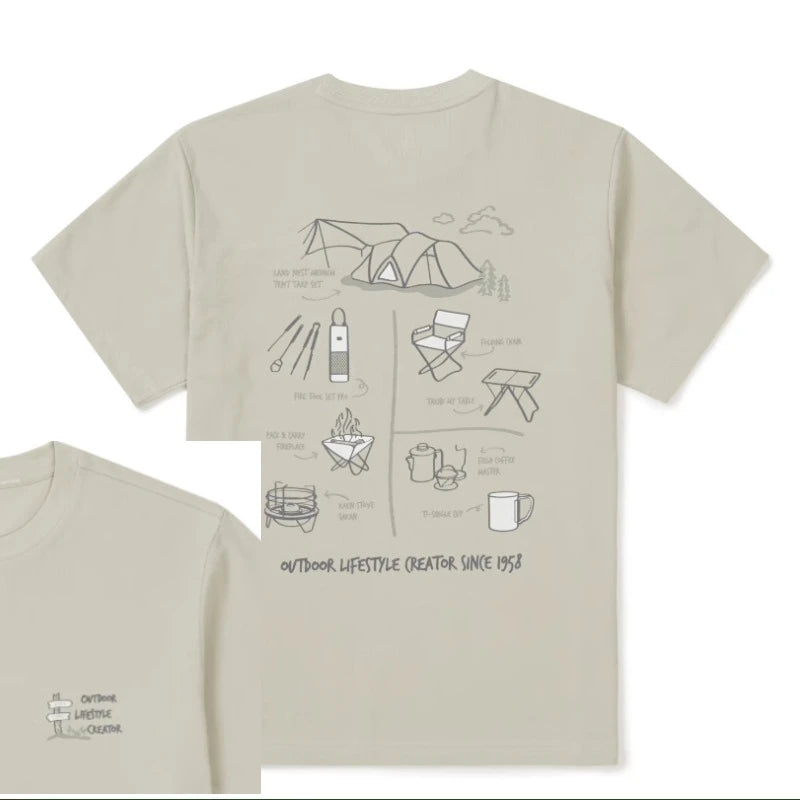 Men's Outdoor Cotton T-Shirt Dynamic Encryption Print Streetwear Top Black Crew Neck Summer Graphic Tee