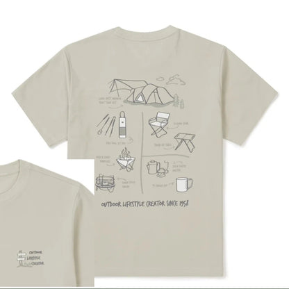 Men's Outdoor Cotton T-Shirt Dynamic Encryption Print Streetwear Top Black Crew Neck Summer Graphic Tee