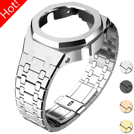 Gen4/5 Mod Kit For Casioak GA2100 Luxury Refit Mod Kit For GMA-S2100 GA-2110 Modification Kit Stainless Steel Case Metal Strap