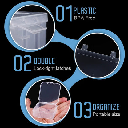 Small Bead Organizer Cases Plastic Organizer Box Mini Clear Bead Storage Container Box with Hinged Lid for DIY Jewelry Supply