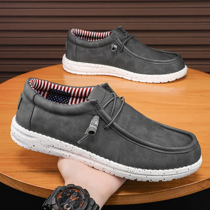 Men's Slip-On Casual Loafers Lightweight Comfortable Canvas Shoes Stretch Loafer Non Slip Breathable Boat Shoes for Men