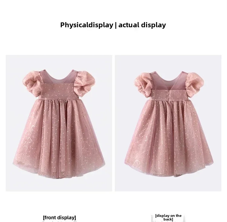2024 Summer New Style Women's Baby Princess Dress Puffy Sleeves Trendy Girls Casual Dresses Woodland Theme Design