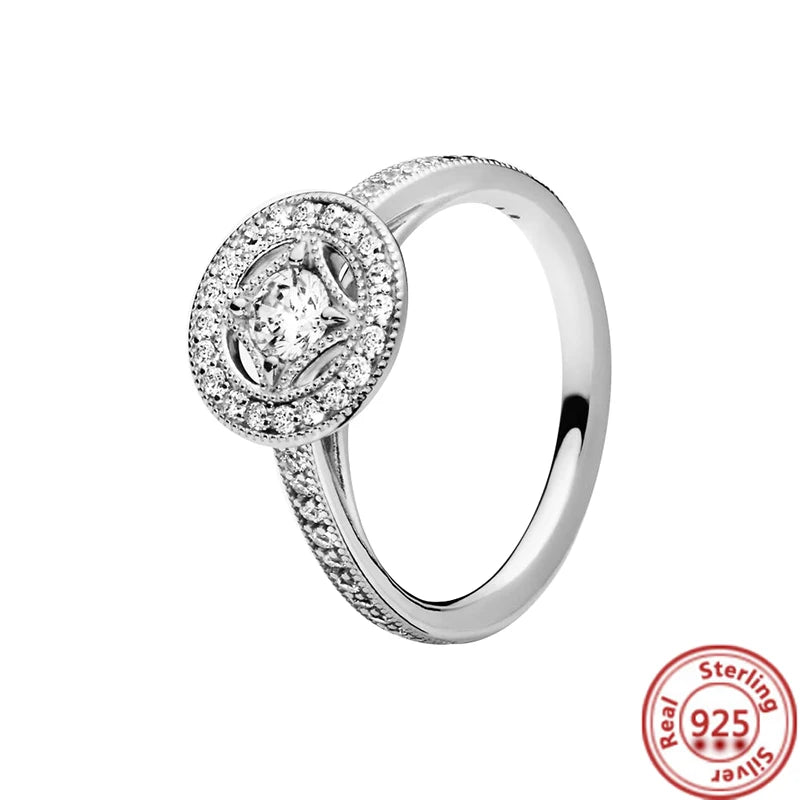 NEW 925 Sterling Silver Rings Sparkling Original Design Women Heart Daisy Flower Wishbone Ring Jewelry Engagement Female Gift