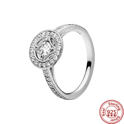 NEW 925 Sterling Silver Rings Sparkling Original Design Women Heart Daisy Flower Wishbone Ring Jewelry Engagement Female Gift