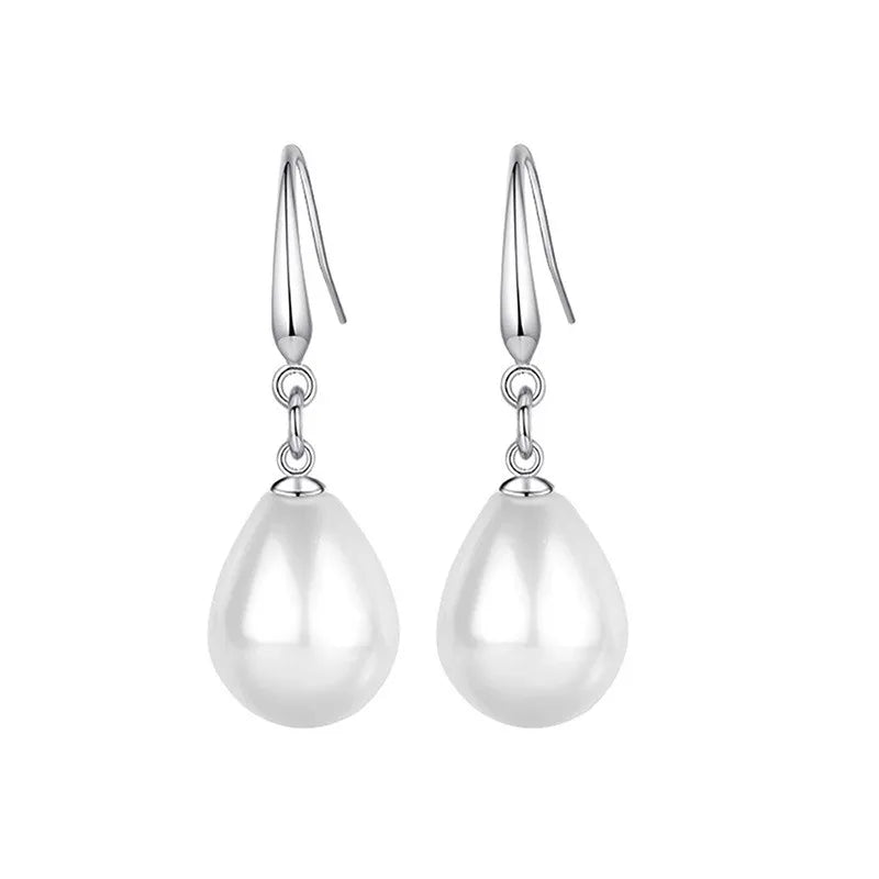 925 Sterling Silver Pearl Drop Earrings for Women Elegant Temperament Wedding Engagement Jewelry Chic Piercing Accessories