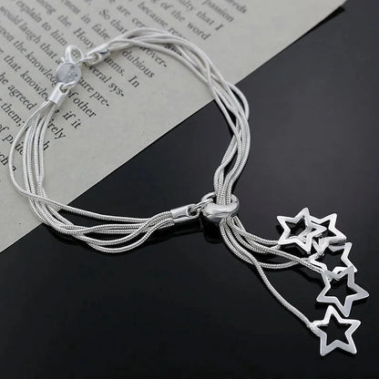 wholesale 925 Sterling Silver star cute chain women lady noble nice bracelet fashion charm jewelry wedding party