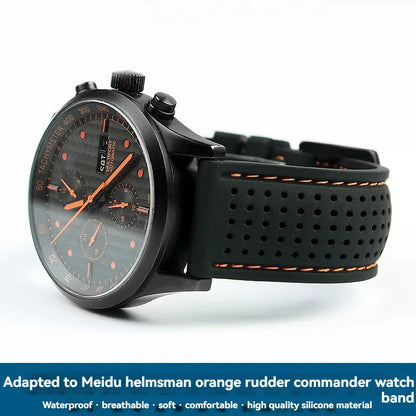 For Mido Watch with Silicone Soft Waterproof Commander Series Helmsman Series Orange Rudder Beren Saili Series Men's 20 22 24mm