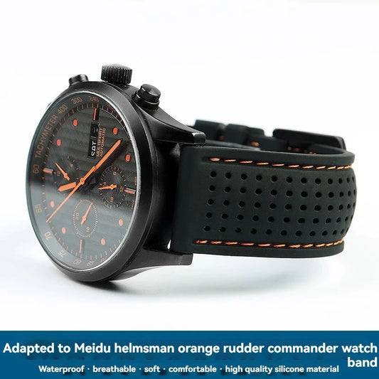 For Mido Watch with Silicone Soft Waterproof Commander Series Helmsman Series Orange Rudder Beren Saili Series Men's 20 22 24mm
