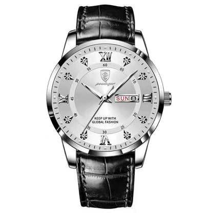 POEDAGAR Luxury Business Man Wristwatch Waterproof Luminous Leather Men's Quartz Watch High Quality Fashion Watches For Men Gift