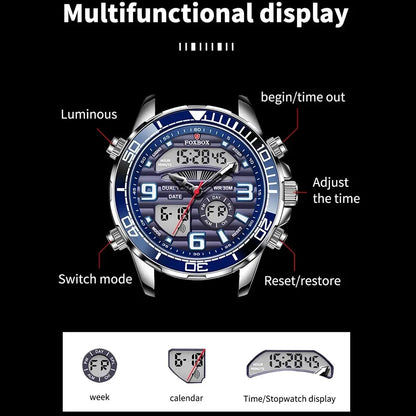 2024 Top Brand Luxury Digital Mens Watches Top Luxury Sport Quartz Wristwatch For Men All Steel Military Waterproof Clock+Box