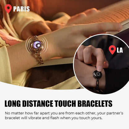 Totwoo Long Distance Relationship Touch Bracelets Couple Birthday Gift Smart Bluetooth Jewelry with App Support iOS Android