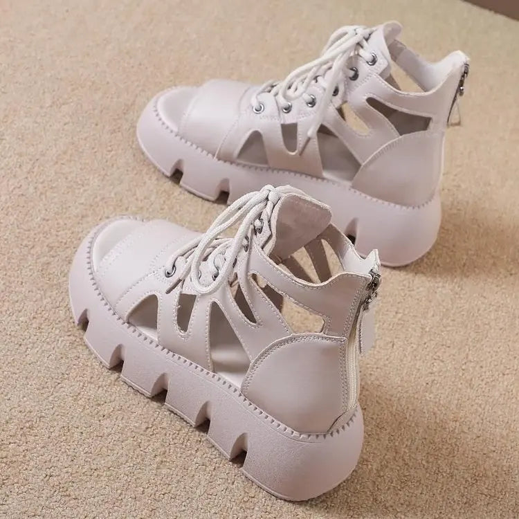 2025 New Women's Chunky Platform Gladiator Sandals - Breathable Color Block Strappy Summer Shoes
