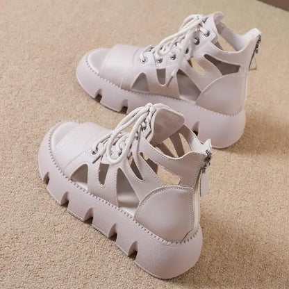 2025 New Women's Chunky Platform Gladiator Sandals - Breathable Color Block Strappy Summer Shoes