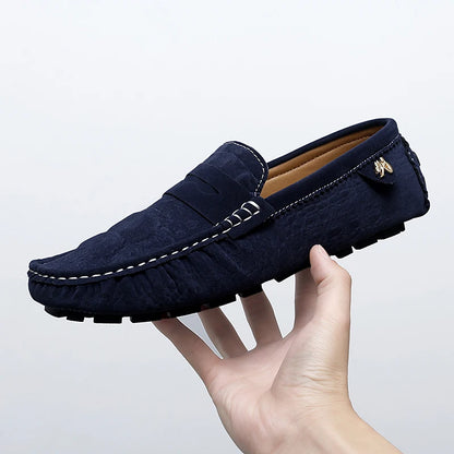 2025 New Handmade Beanie Shoes Men's Light Luxury Crocodile Pattern Trendy Easiest for Match Slip-On Lazy Loafers Men's and Women's Driving Trendy Shoes