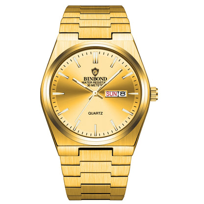BINBOND Top Brand New 103 Fashionable Men's Quartz Watch Waterproof Night Light Dual Calendar Ultra Thin Men's Quartz Watch