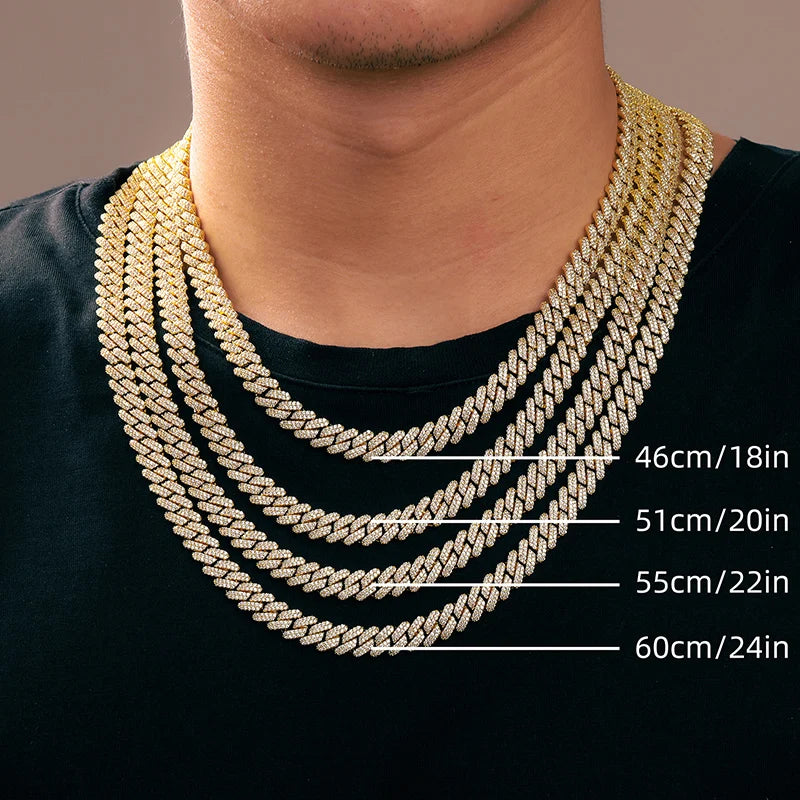 9mm Iced Out Miami Cuban Link Chain Men Jewelry D Color VVS Moissanite Certified Jewelry 925 Sterling Silver Necklace For Women