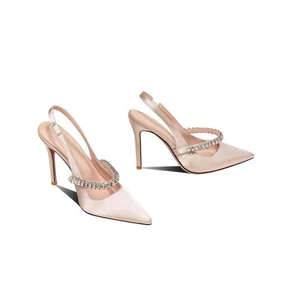 Brand Luxury Crystal High Heels Women's Sandals Pointed Toe Elegant Heeled Shoes Woman Sexy Summer Pumps Sandals Zapatos Mujer
