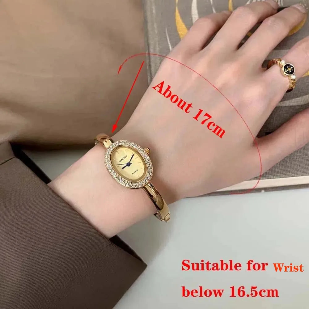 Famous Brand Women Watch Diamond Encrusted Oval Dial Quartz Wristwatch Luxury Gift Bracelet Watch Dropshipping Clock Reloj Mujer