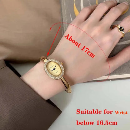 Famous Brand Women Watch Diamond Encrusted Oval Dial Quartz Wristwatch Luxury Gift Bracelet Watch Dropshipping Clock Reloj Mujer