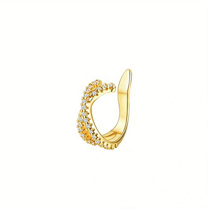 1Pc Hypoallergenic Huggie Earring Cuff for Women Men, Sparkling Cubic Zerconia Fake Carilage Clip On Ear No Piercing Jewelry