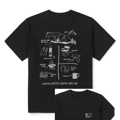 Men's Outdoor Cotton T-Shirt Dynamic Encryption Print Streetwear Top Black Crew Neck Summer Graphic Tee