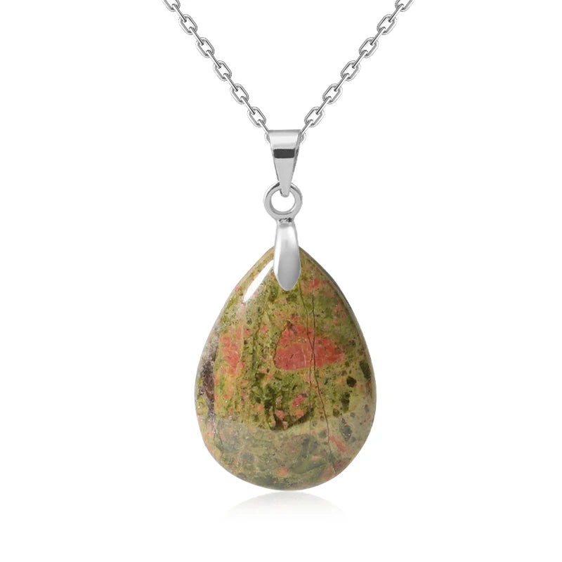 Natural Stone Crystal Pendant Teardrop Fashion Necklace For Diy Necklace Earrings Making Jewelry Christmas Friendship Gift