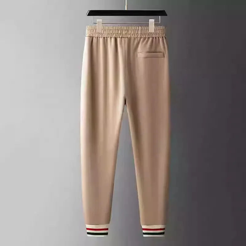 European Station Casual Sports Suit Men's Spring and Autumn Premium Splicing Cardigan Stand-up Neck Sweater Two-piece Suit Men's