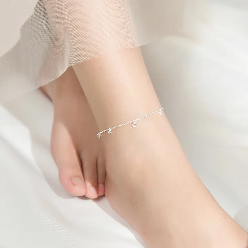Trustdavis Minimalist 100% 925 Sterling Silver Fashion Babysbreath Chain Anklets For Women Wedding Silver 925 Jewelry Gift DA985