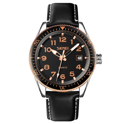 SKMEI 9232 Luxury Simple Sport Waterproof Men Business Mens Quartz Watches Leather Dial Wristwatches Calendar Clock Reloj Hombre