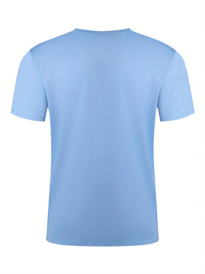 Summer Men's Casual Loose Accessories Plus Size Moon Landing Pattern Printed Round Neck Short Sleeve T-Shirt Top