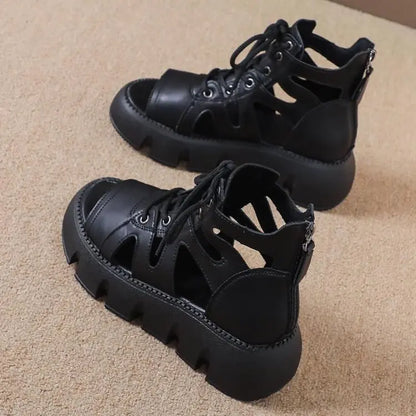 2025 New Women's Chunky Platform Gladiator Sandals - Breathable Color Block Strappy Summer Shoes
