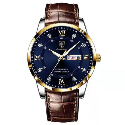 POEDAGAR Luxury Business Man Wristwatch Waterproof Luminous Leather Men's Quartz Watch High Quality Fashion Watches For Men Gift