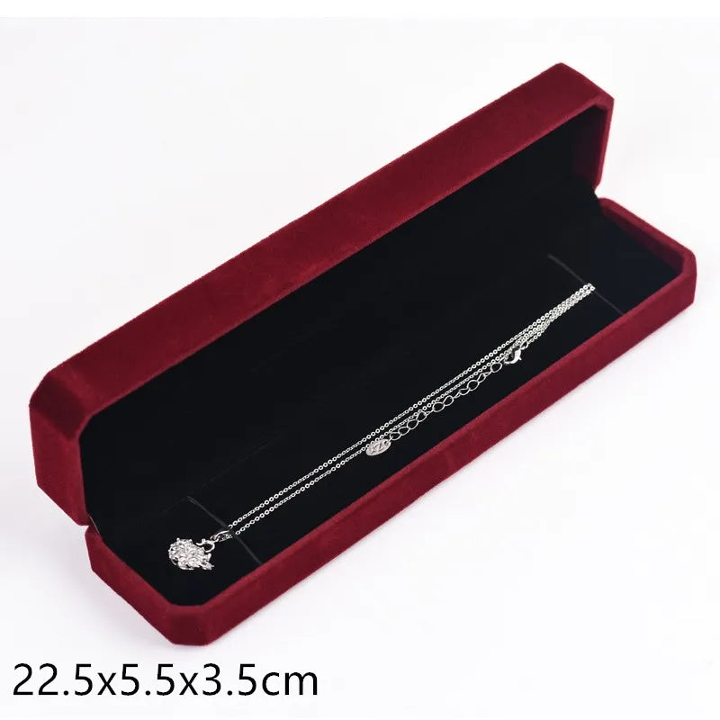 High-End Red Velvet Jewelry Organizer Earrings Ring Necklace Bracelet Pendant Storage Box Exquisite Gift Packaging Jewelry Case