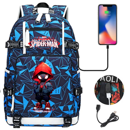 Superhero Spiderman School Backpack Travel Bags Large Waterproof Multifunction USB Charging Backpacks Travel Sport Duffel Bag