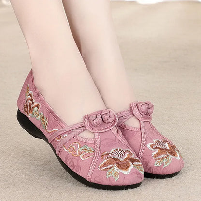 women retro light weight anti skid comfort spring & summer flat loafers lady chinese classic dance shoes zapatos de mujer a66