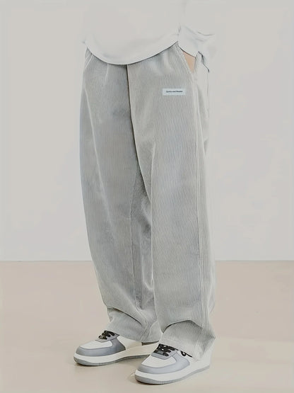 Men's corduroy loose European size hanging multi-functional casual straight leg pants, suitable for daily travel