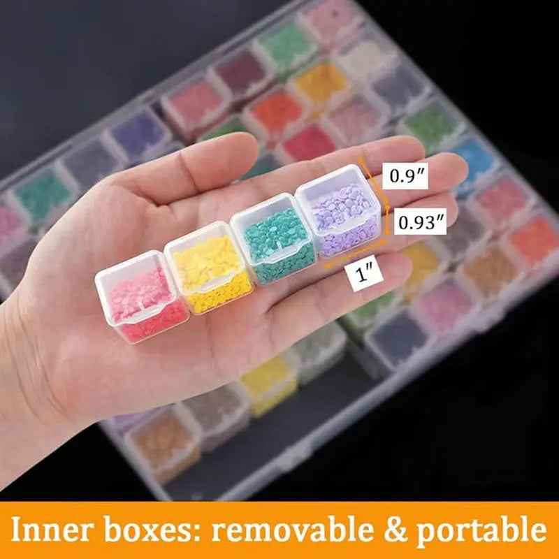 1Pcs 56 Grids Diamond Art Bead Organizer Box Compact & Portable Clear Plastic Case for Jewelry & Gems Storage and Organizing