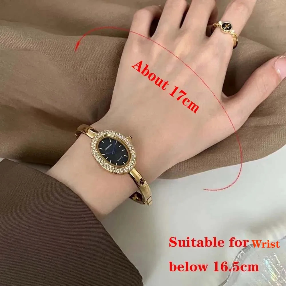 Famous Brand Women Watch Diamond Encrusted Oval Dial Quartz Wristwatch Luxury Gift Bracelet Watch Dropshipping Clock Reloj Mujer