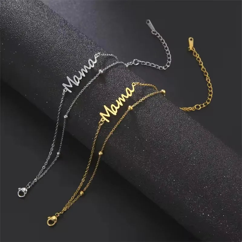 Custom Name Anklet Bracelet Women's Stainless Steel Anklet Personality Double Letter Anklet Bracelet Jewelry