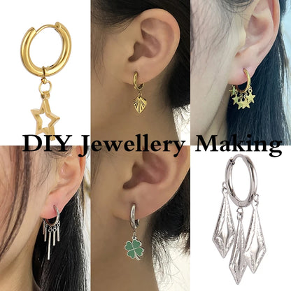 10pcs/Lot 316L Stainless Steel Hoop Earrings Findings Round Earrings Base For DIY Earrings Jewelry Making Supplies Accessories