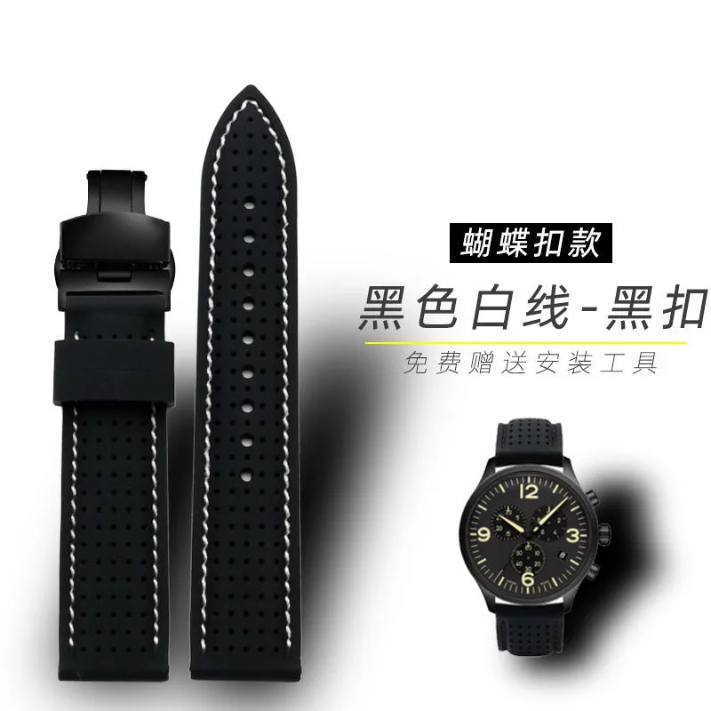 For Mido Watch with Silicone Soft Waterproof Commander Series Helmsman Series Orange Rudder Beren Saili Series Men's 20 22 24mm