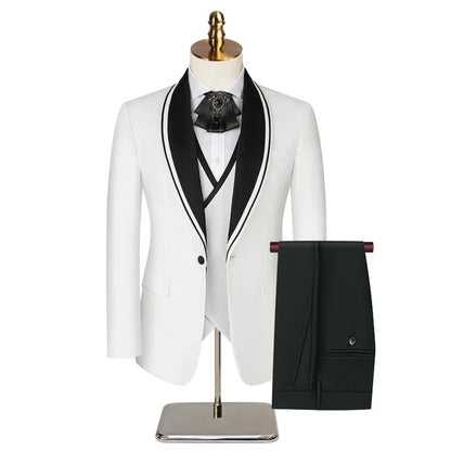 Men's Three-piece Wedding Tuxedo (Jacket + Vest + Pants) Fashion Show Concert Groom Engagement Cocktail Summer Party Men's Suit