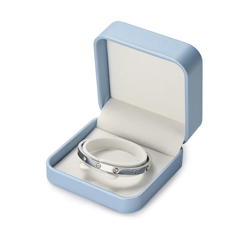 Oirlv Blue Jewelry Box Gift Boxes PU Leather Jewelry Boxes Wholesale Blue Wedding Ring Earring Bracelet Necklace Jewelry Box Set