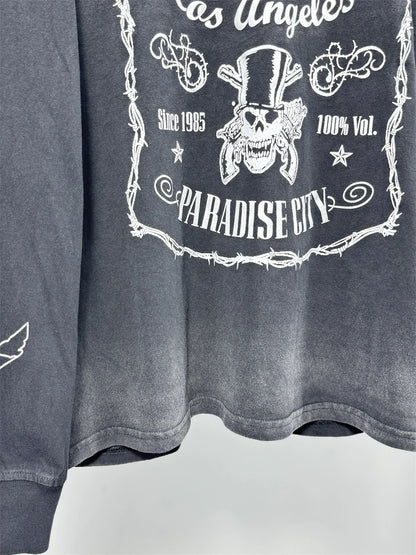 Vintage Hole SAINT Guns N' Roses Las Vegas Limited Washed T Shirt Men Women oversized Black Tee Tops T-Shirts